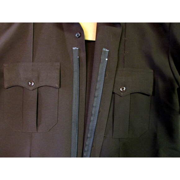 Elbeco TexTrop Shirt Mens 15.5 Brown Short Sleeve Police Uniform Zip Front - Picture 7 of 14
